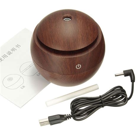 Umidificador Aromatizador De Ar Usb Difusor Aromas Led Cores Madeira