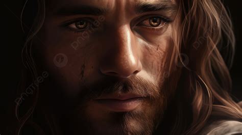 Fondo Jesus Mirando Hacia Abajo En Una Pintura Fondo Imagen Realista