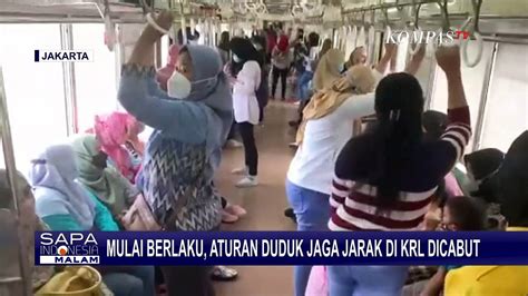 Mulai Hari Ini Penumpang Krl Sudah Diperbolehkan Duduk Tanpa Pembatas