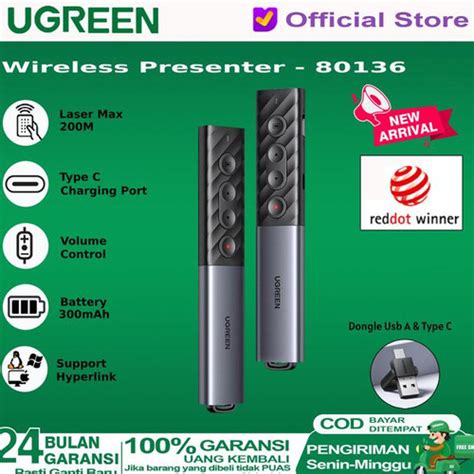 Jual Ugreen Laser Pointer Wireless Presenter Dual Conection Usb A Usb