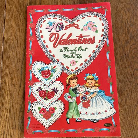 Vintage Flocked Valentines Punch Out Valentines With Envelopes Whitman