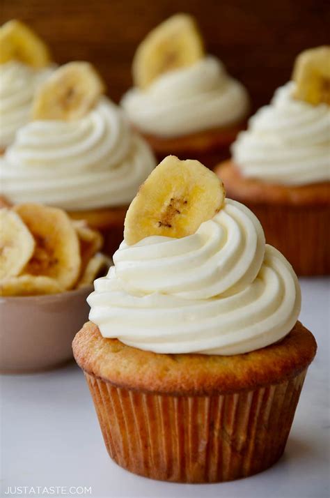 Banana Cupcakes With Cream Cheese Frosting Just A Taste