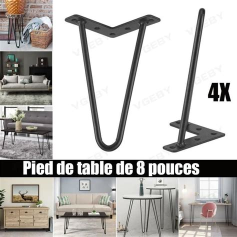 4pcs Pieds de Table en Métal Pieds Epingle DIY Pieds de Meuble Pour