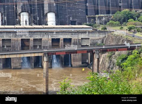 Itaipu Dam Hydroelectric Power Plant On Parana River Border Of