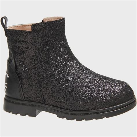 Bota Coturno Glitter Preta Gatinha Mini Sua Cia Infantil Menina N