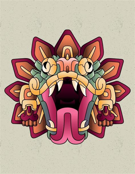 Quetzalcoatl Head God Mexican Vector Art At Vecteezy