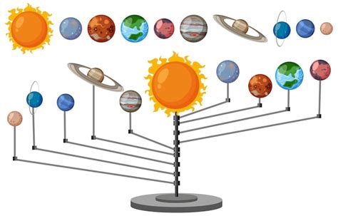 Modelo De Planetas Del Sistema Solar Vector Premium