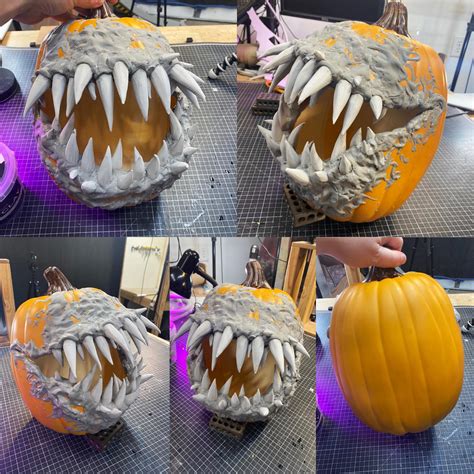 Started Making A Carvable Foam Pumpkin Mimic Heat Carved The Pumpkin