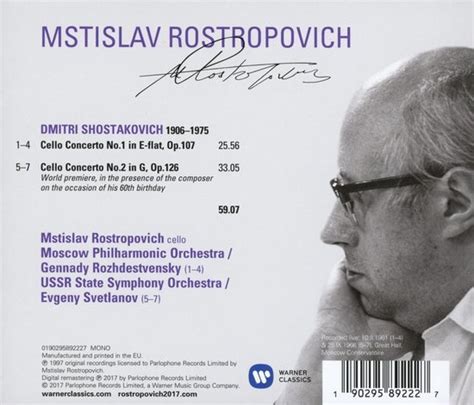 Shostakovich Cello Concertos Nos 1 2 The Russian Years Roshdestvensky