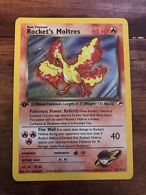 Rockets Moltres St Edition Ex Nm Gym Heroes Holo Rare