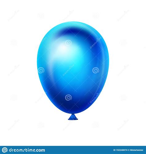 Blue Balloon Isolated On White Background Realistic 3d Object Icon