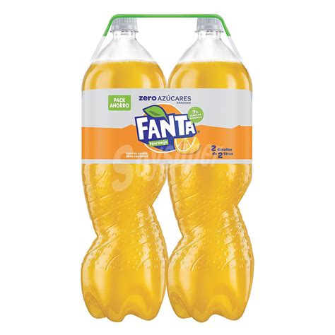 Fanta Refresco de naranja zero azúcares Pack 2 botellas x 2 l