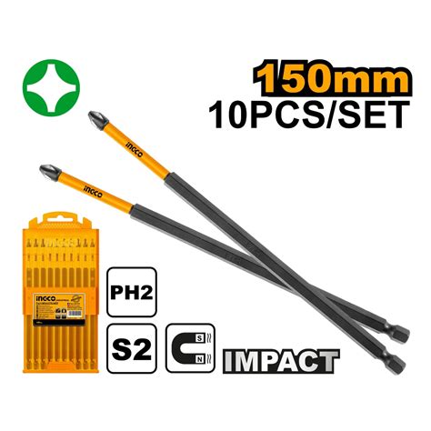 SET PUNTAS PH2 150MM LARGAS IMPACTO INGCO SDBIM11PH263