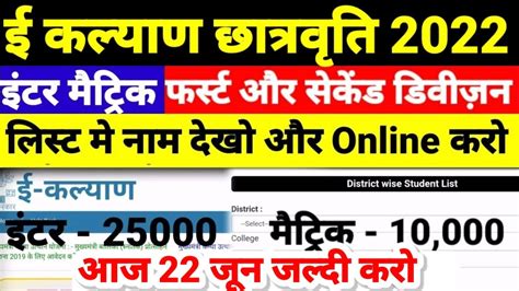 आ गई Inter Matric E Kalyan Scholarship 2022 Online Bihar Board 12th