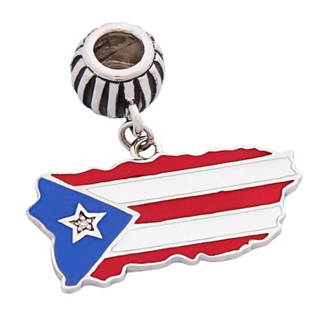 Puerto Rico Flag Charm With Diamond Star Pandora Charms