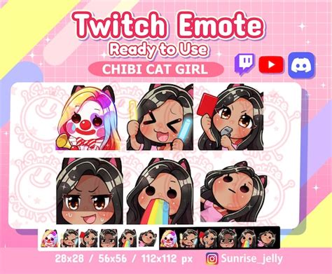 Twitch Emotes Black Hair Brown Eyes Tan Skin Chibi Girl Etsy