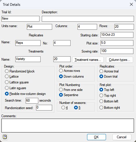 Edit Trial Details Genstat Knowledge Base