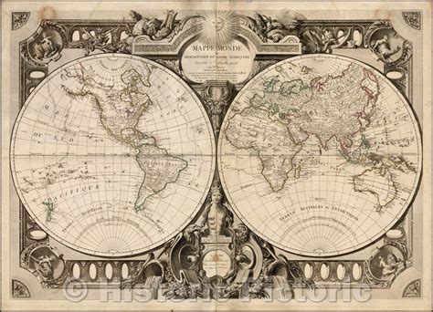 Historic Map Mappe Monde Ou Description Du Globe Terrestre Assu