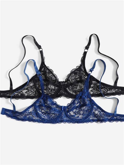 2pack Floral Lace Underwire Bra Set Lingerie Set Shein Usa