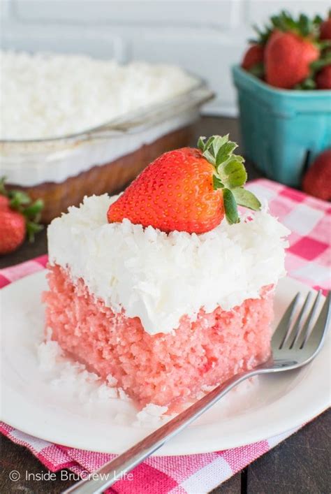 Strawberry Poke Cake With Sweetened Condensed Milk Inside BruCrew Life