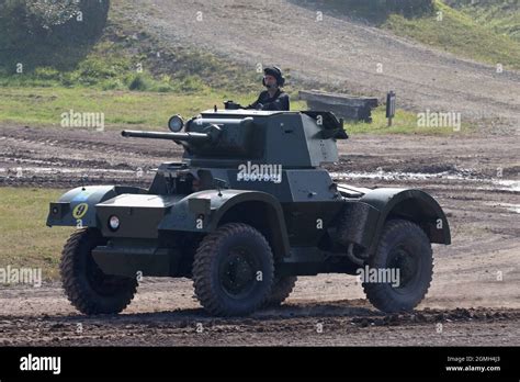 A WW2 Daimler Armoured Car Mk II during a demonstration at Bovington ...