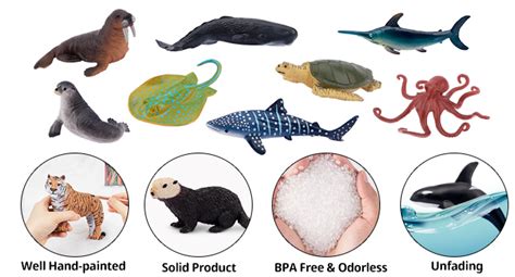 Toymany 24pcs Mini Sea Animal Figurines Realistic Ocean Animals