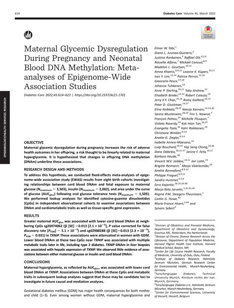 Pdf Maternal Glycemic Dysregulation During Pregnancy And Neonatal