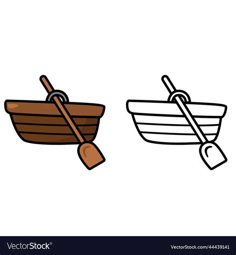 Isolated colorful and black and white wooden boat Vector Image