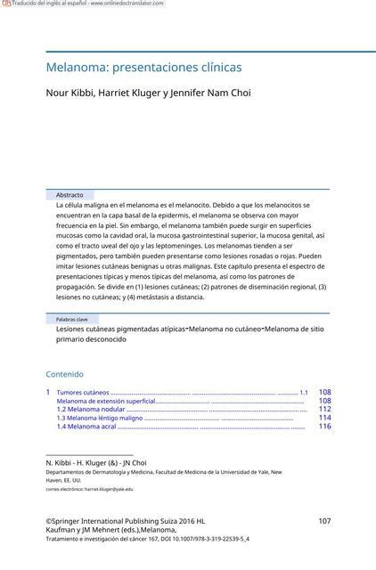 Melanoma Presentaciones Cl Nicas Mar A Barron Udocz
