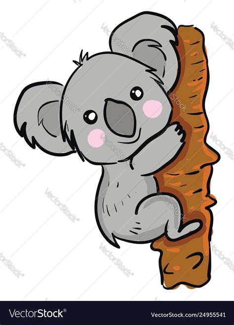 Cartoon koala on a tree or color Royalty Free Vector Image