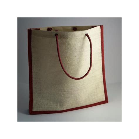 Grand Sac Cabas En Jute Coloris Naturel Et Rouge X X Cm