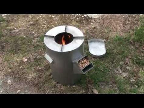 Diy Gravity Feed Rocket Stove Burning Wood Pellets Sawdust Granules