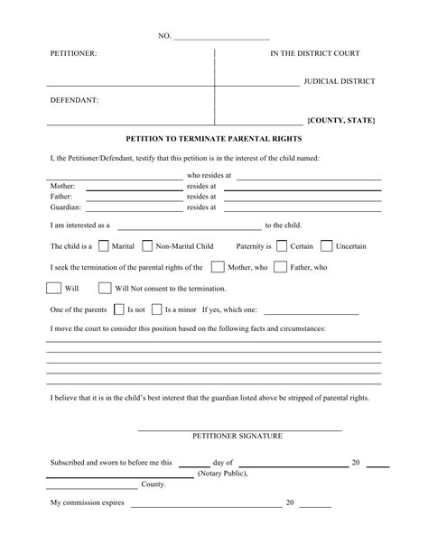 Texas Printable Termination Of Parental Rights Form Printable Word