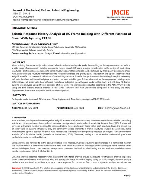 PDF Seismic Response History Analysis Of RC Frame Building With