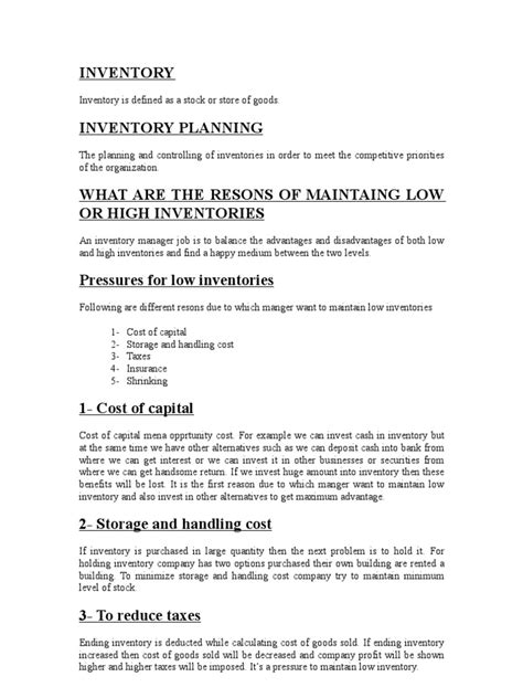 Inventory Types | PDF | Inventory | Logistics