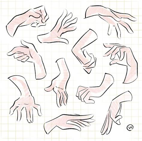 hand gestures drawn on graph paper