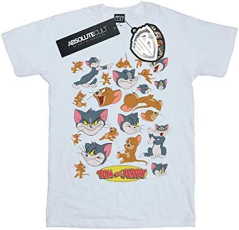 Absolute Cult Tom And Jerry Mens Many Faces T Shirt トム＆ジェリープリントtシャツプル