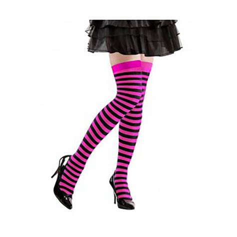 Medias Calcetin De Rayas Para Disfraz Halloween Fucsia Negro Venus