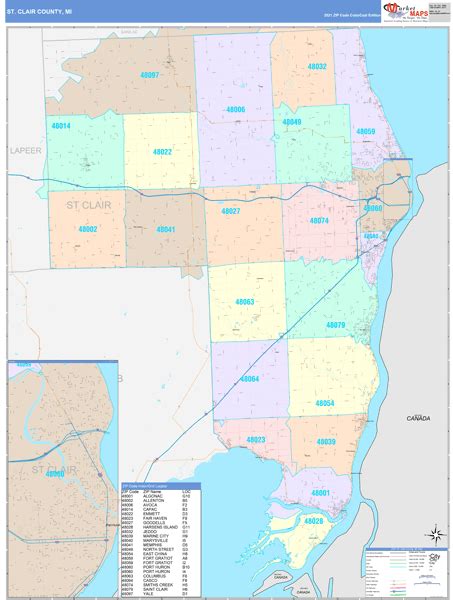 Wall Maps Of St Clair County Michigan