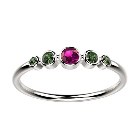 Bague Saphir Pourpre Et Vert Or Blanc Ing Nue Joaillerie Thique April