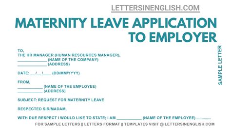 Maternity Leave Application To Employer Maternity Leave Request