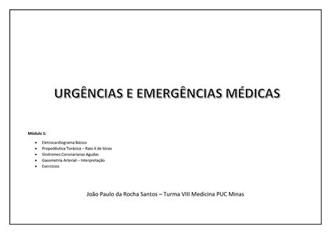 M Dulo I Urgencia Resumo Urg Ncias E Emerg Ncias M Dicas