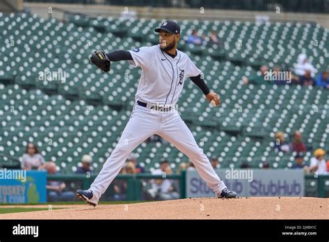 April 13 2022 Detroit Pitcher Eduardo Rodriguez 57 Throws A Pitch