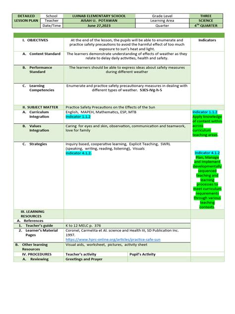 Detailed Lesson Plan Science 3 Pdf Learning Curriculum