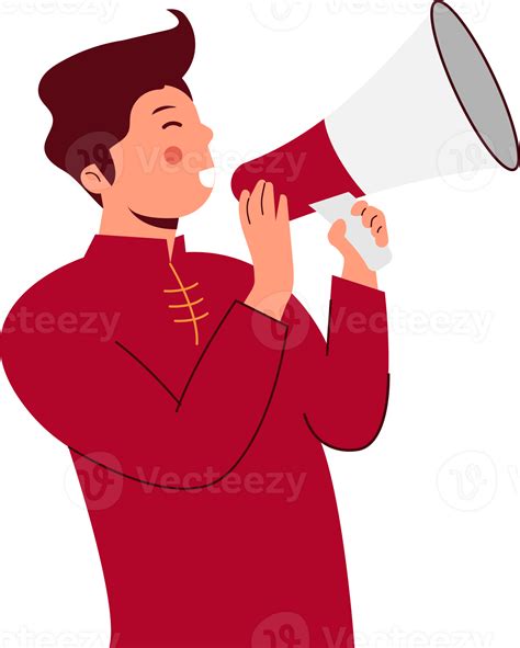 Chinese Man Shouting In Megaphone 15098563 Png