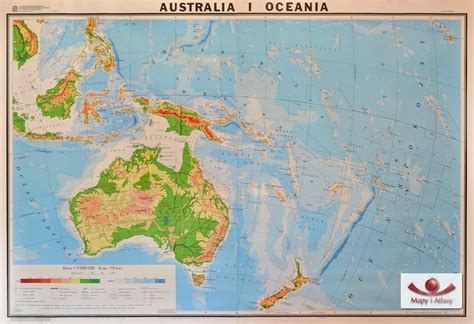 Australia i Oceania Mapa ścienna ogólnogeograficzna fizyczna