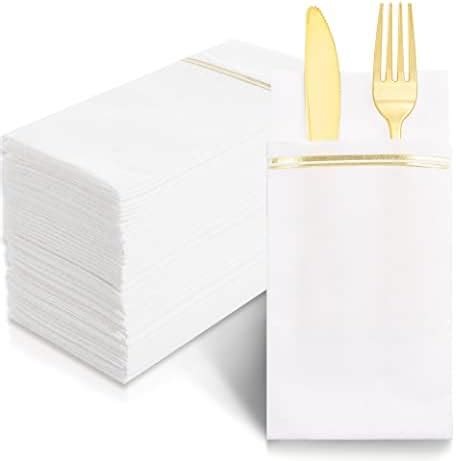 Amazon Kmakii Pack White Paper Dinner Napkins With Built In