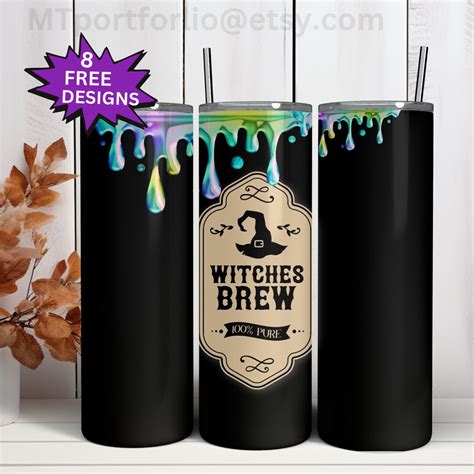 Witches Brew Cauldron With Dripping Potion 20oz Skinny Tumbler Sublimation Design Digital Wrap ...