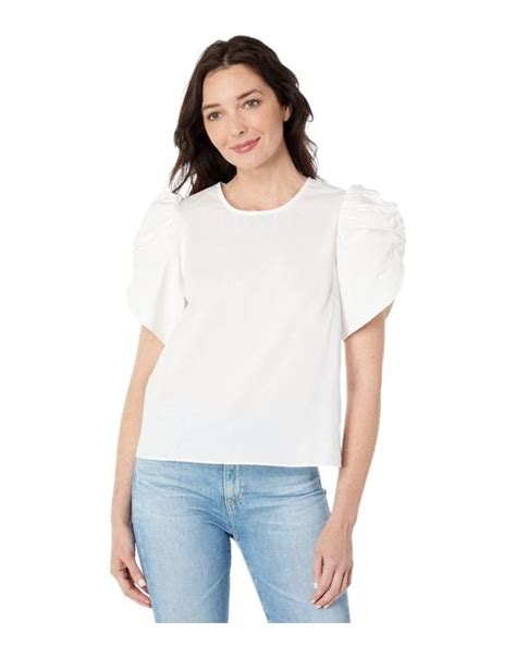 English Factory Cotton Shirring Detail Sleeve Top In White Lyst