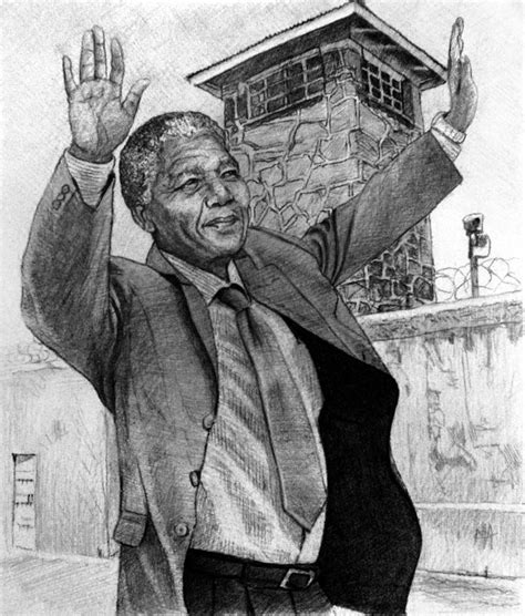 Nelson Mandela Drawing Pencil Sketch Colorful Realistic Art Images